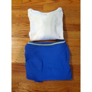 Talbots Womens 2X White Cotton Short Sleeve Tee & Blue Sleeveless Tank Set of 2